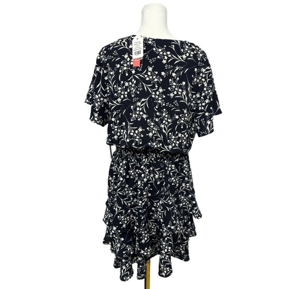New KATE & LILY Navy Floral Ruffle Dress Women’s Sz 1X Short Sleeve Button Front - Picture 8 of 12